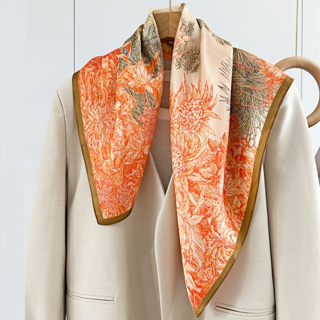 MaraSilk Pure Mulberry Silk Scarf - Square Crepe Satin MS114