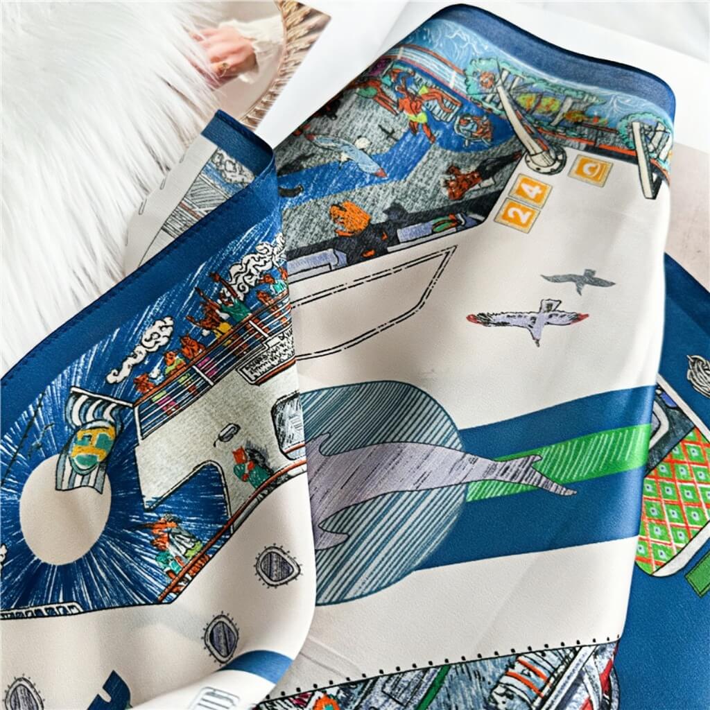 MaraSilk Pure Mulberry Silk Scarf Square Crepe Satin MS12-2