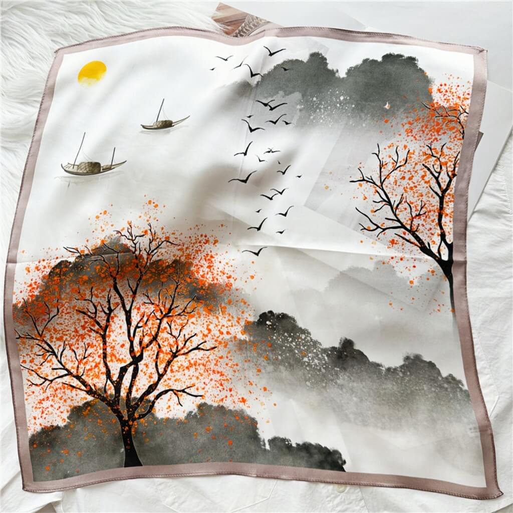 MaraSilk Pure Mulberry Silk Scarf Square Crepe Satin MS12-24