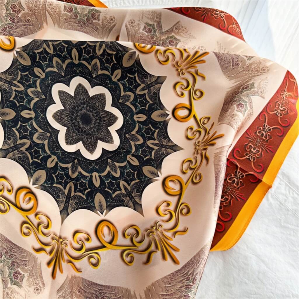 MaraSilk Pure Mulberry Silk Scarf Square Crepe Satin MS12-26