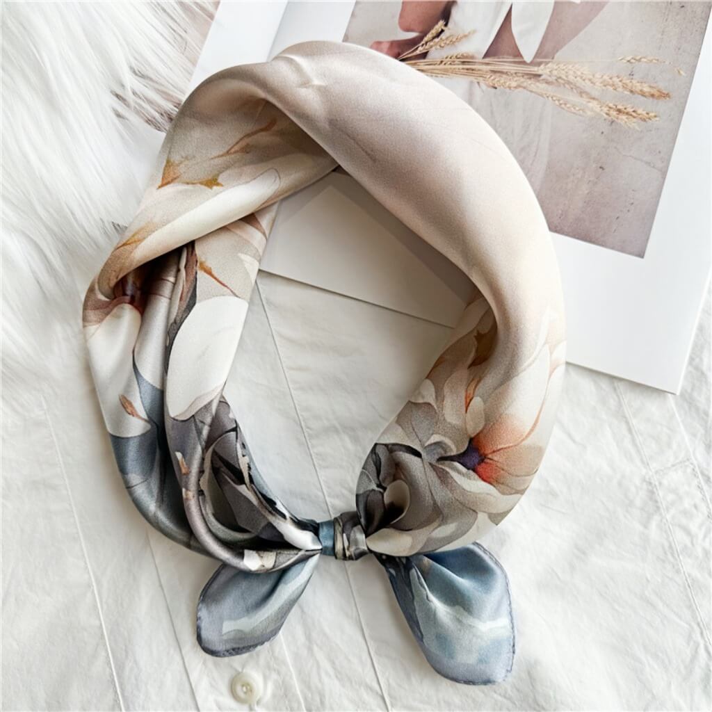 MaraSilk Pure Mulberry Silk Scarf Square Crepe Satin MS12-5