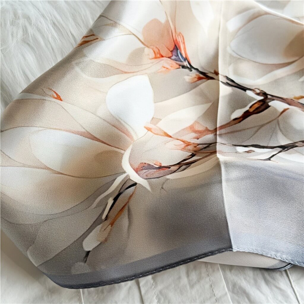 MaraSilk Pure Mulberry Silk Scarf Square Crepe Satin MS12-7