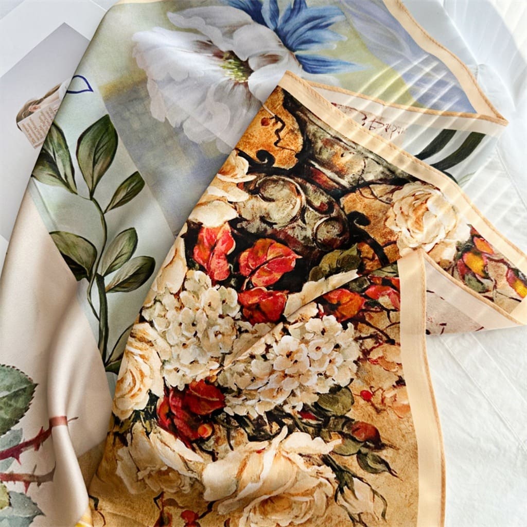 MaraSilk Pure Mulberry Silk Scarf - Square Crepe Satin MS127