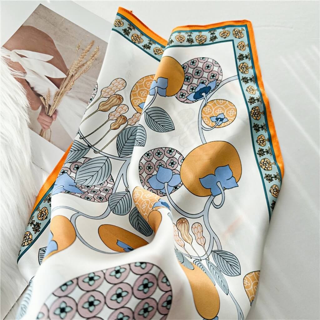 MaraSilk Pure Mulberry Silk Scarf Square Crepe Satin MS13-12