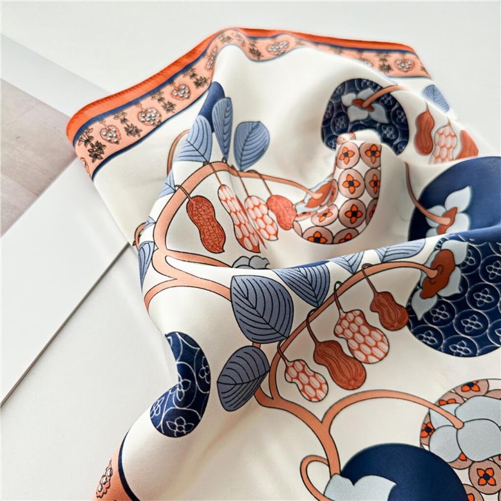 MaraSilk Pure Mulberry Silk Scarf Square Crepe Satin MS13-8