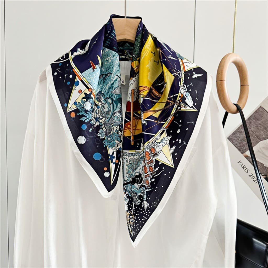 MaraSilk Pure Mulberry Silk Scarf - Square Crepe Satin MS141