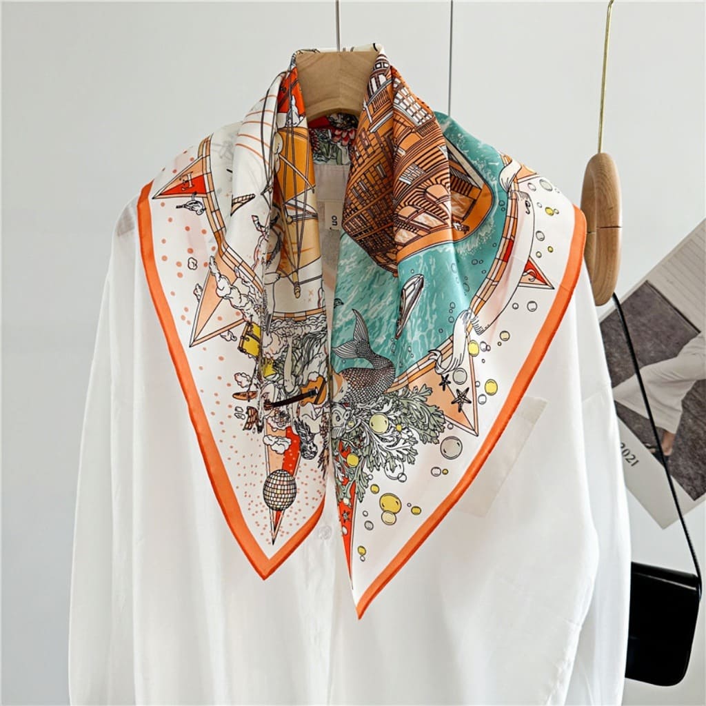 MaraSilk Pure Mulberry Silk Scarf - Square Crepe Satin MS141