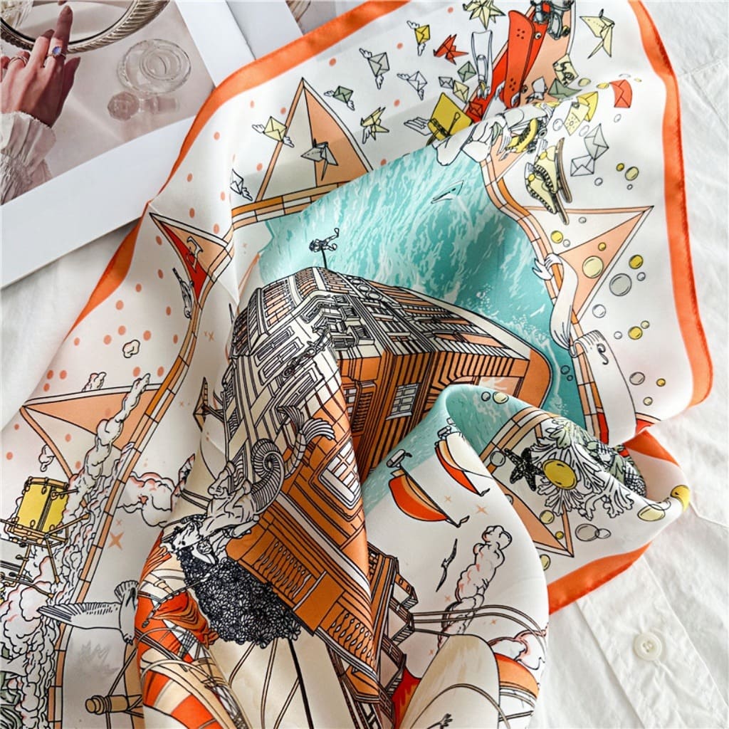 MaraSilk Pure Mulberry Silk Scarf - Square Crepe Satin MS141