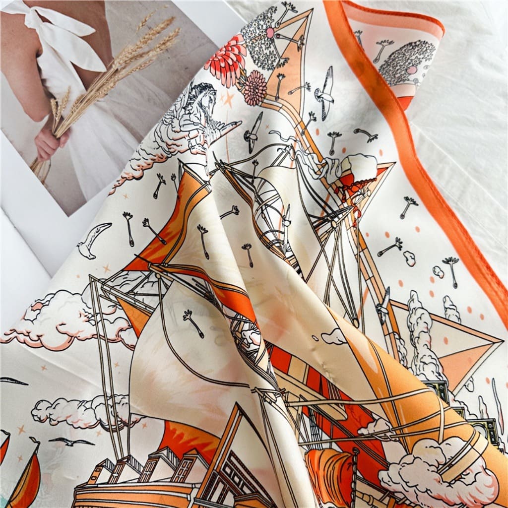 MaraSilk Pure Mulberry Silk Scarf - Square Crepe Satin MS141