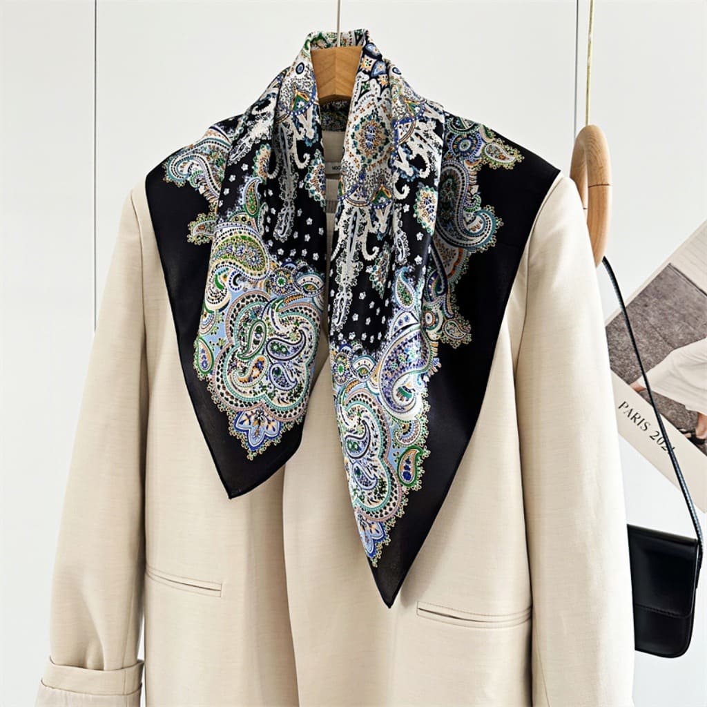 MaraSilk Pure Mulberry Silk Scarf - Square Crepe Satin MS148