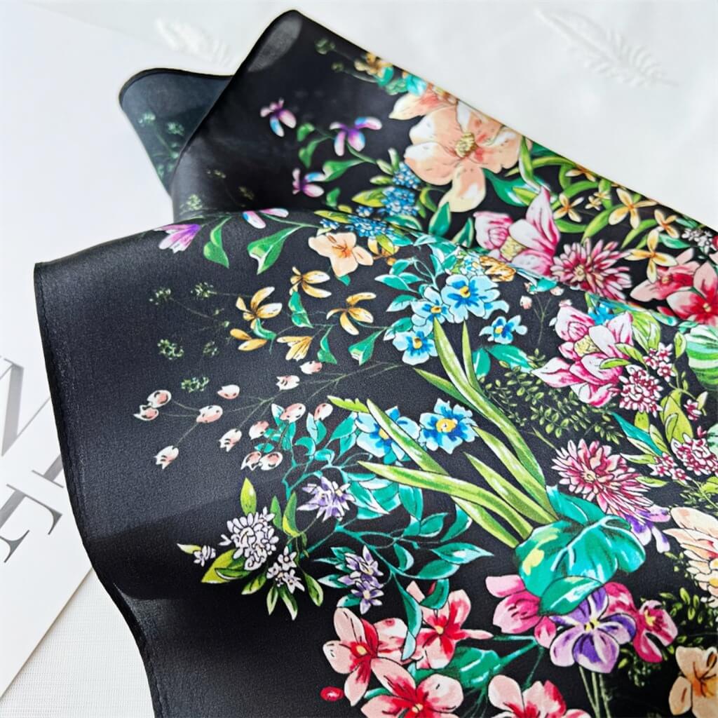 MaraSilk Pure Mulberry Silk Scarf Square Crepe Satin MS16-17