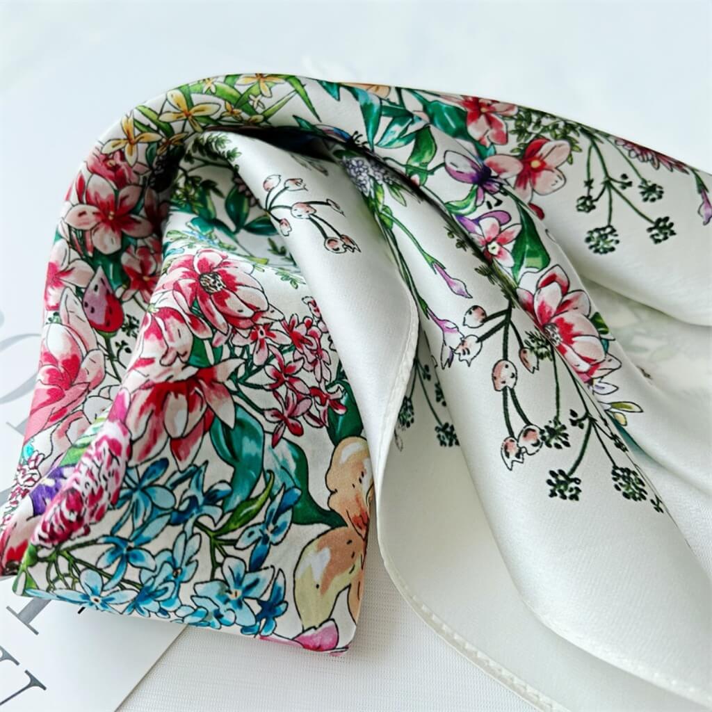 MaraSilk Pure Mulberry Silk Scarf Square Crepe Satin MS16-22