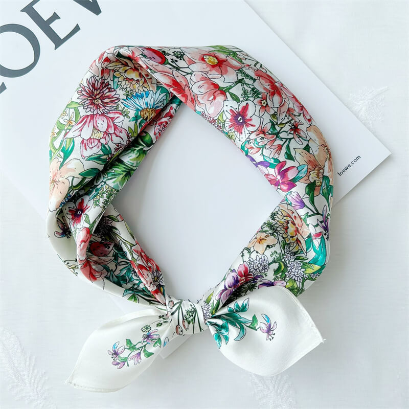 MaraSilk Pure Mulberry Silk Scarf Square Crepe Satin MS16-8