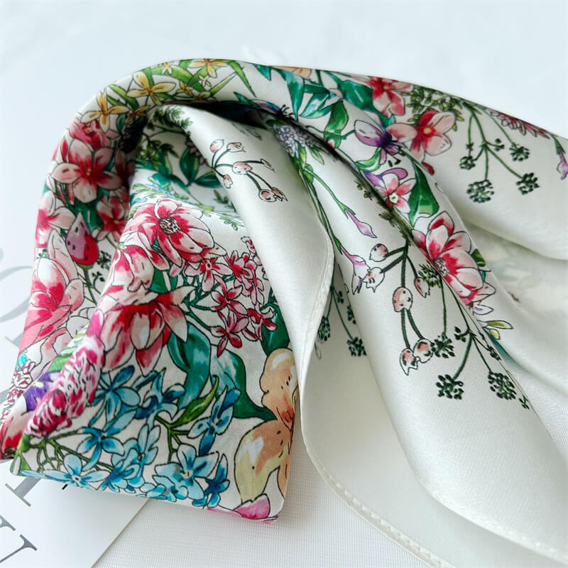 MaraSilk Pure Mulberry Silk Scarf Square Crepe Satin MS16-9