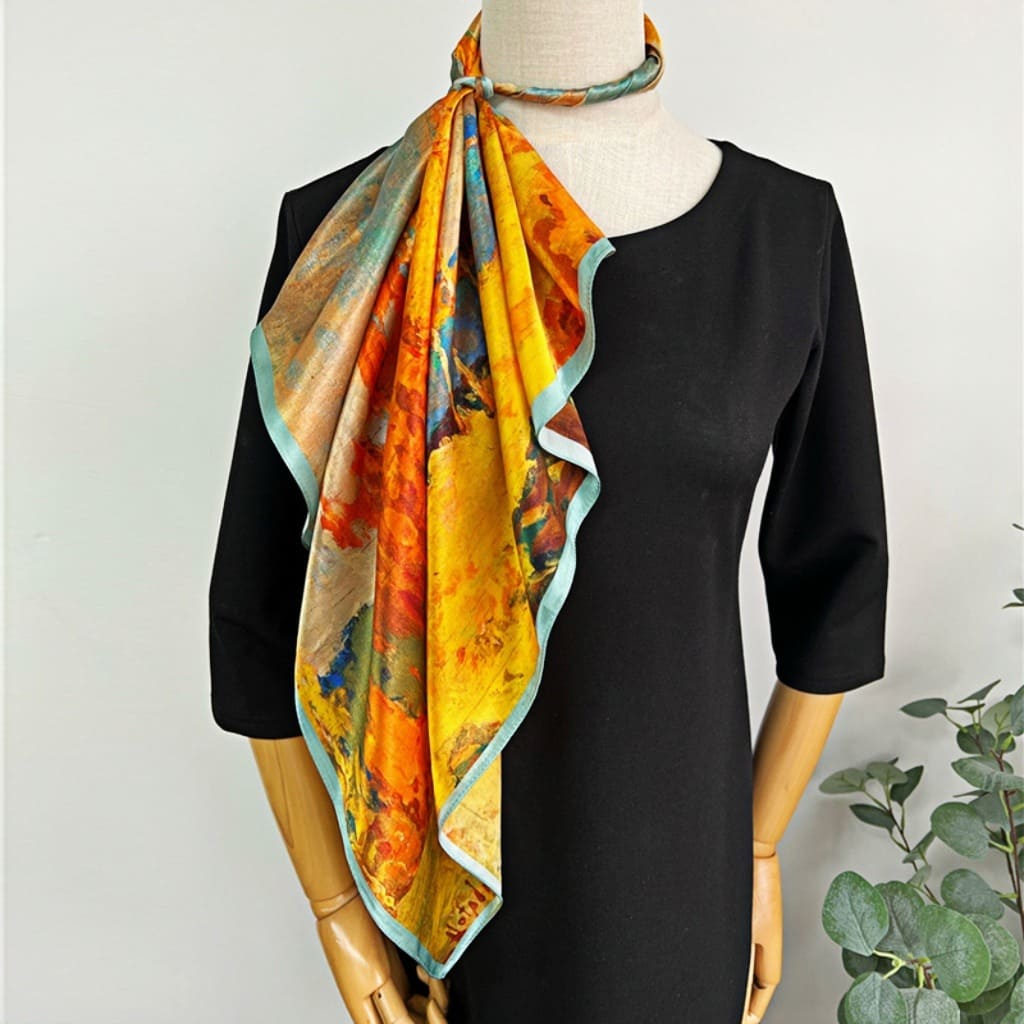 MaraSilk Pure Mulberry Silk Scarf - Square Crepe Satin MS164