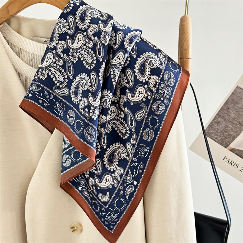 MaraSilk Pure Mulberry Silk Scarf Square Crepe Satin MS17-4