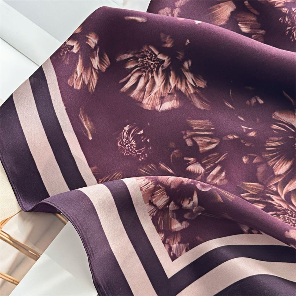 MaraSilk Pure Mulberry Silk Scarf - Square Crepe Satin MS177