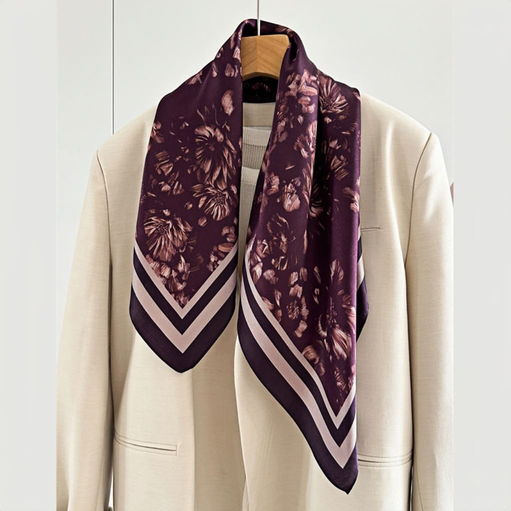 MaraSilk Pure Mulberry Silk Scarf - Square Crepe Satin MS177