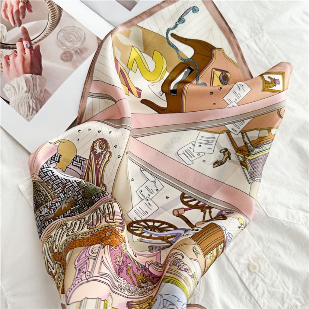 MaraSilk Pure Mulberry Silk Scarf Square Crepe Satin MS18-10