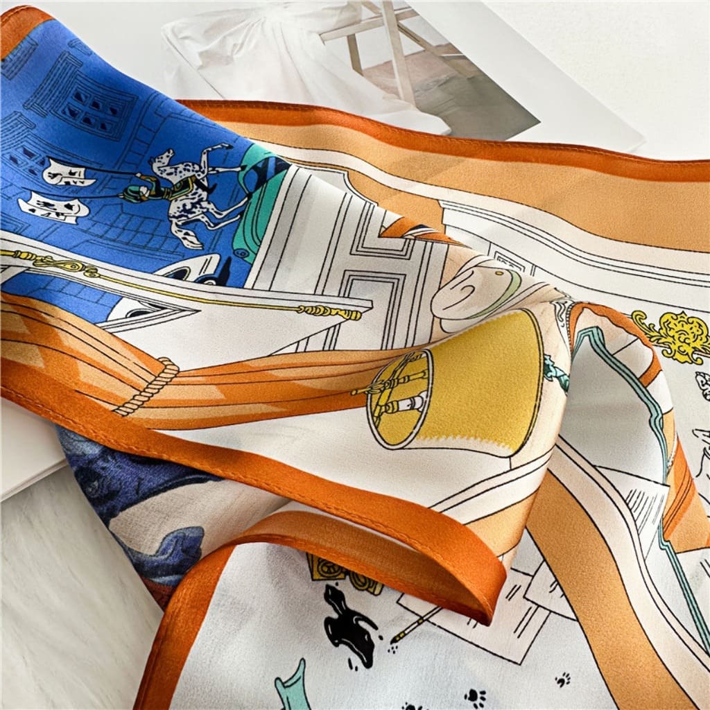 MaraSilk Pure Mulberry Silk Scarf Square Crepe Satin MS18-15