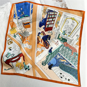 MaraSilk Pure Mulberry Silk Scarf Square Crepe Satin MS18-16