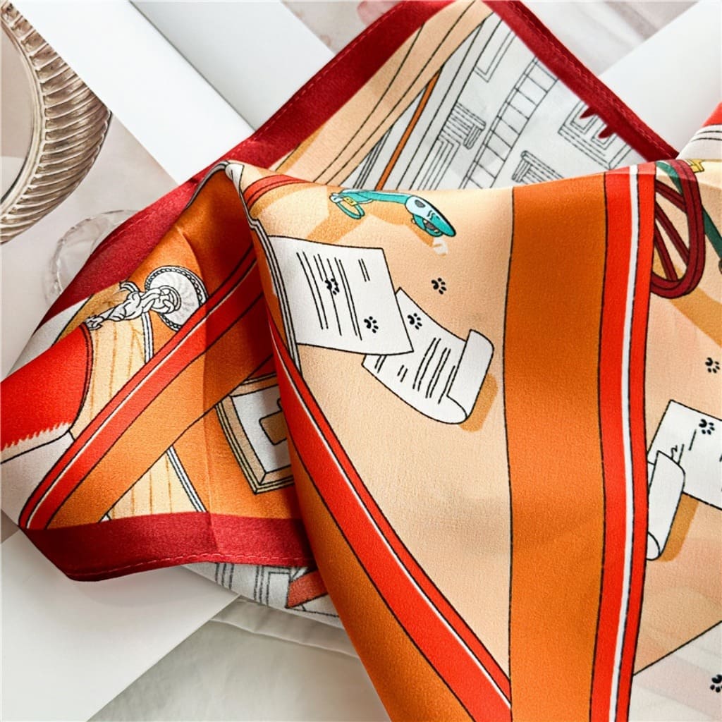 MaraSilk Pure Mulberry Silk Scarf Square Crepe Satin MS18-7