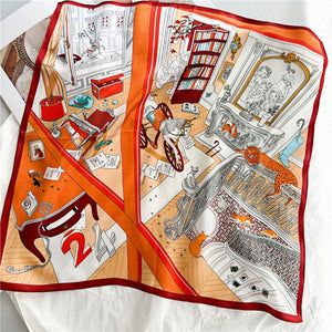 MaraSilk Pure Mulberry Silk Scarf Square Crepe Satin MS18-8