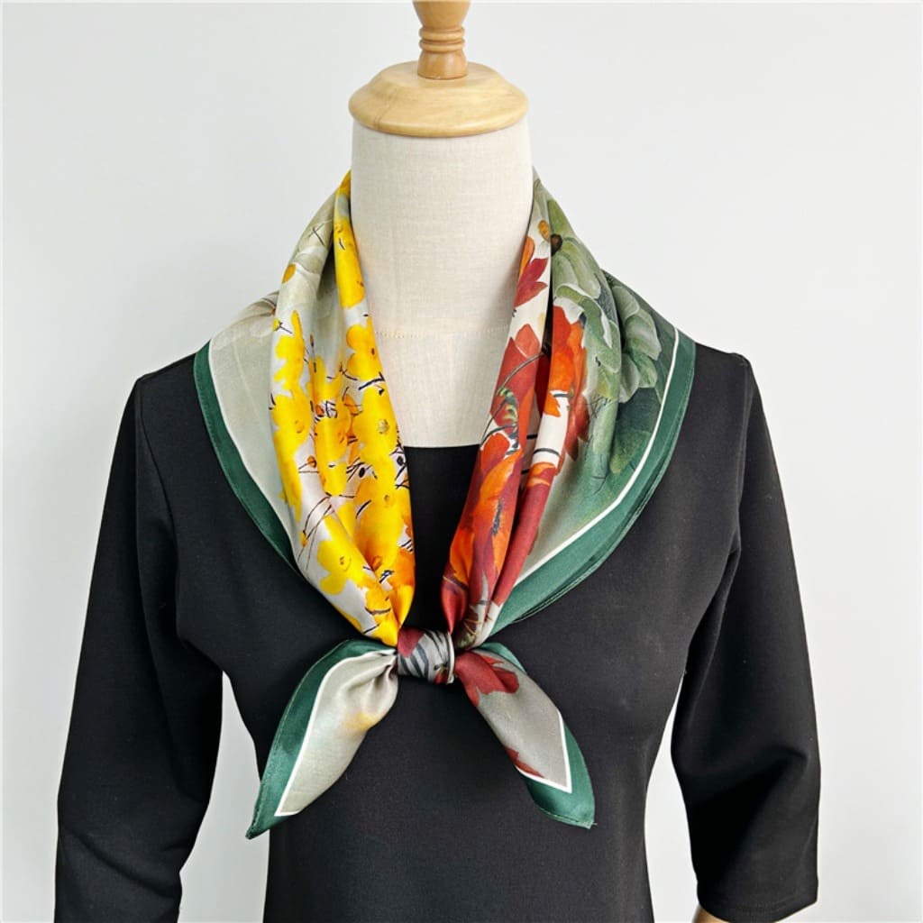 MaraSilk Pure Mulberry Silk Scarf - Square Crepe Satin MS185 25" x 25" MS18501