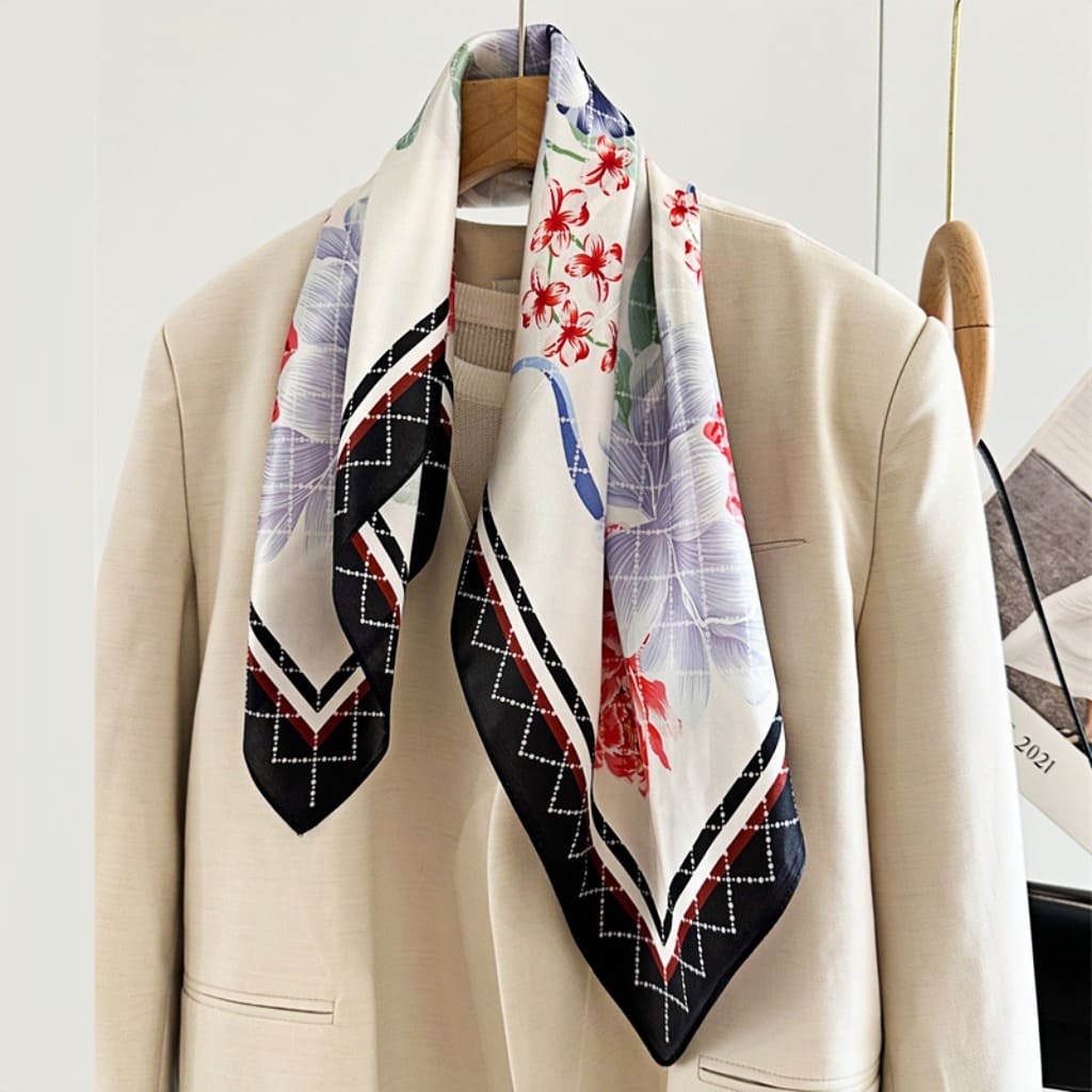 MaraSilk Pure Mulberry Silk Scarf - Square Crepe Satin MS189