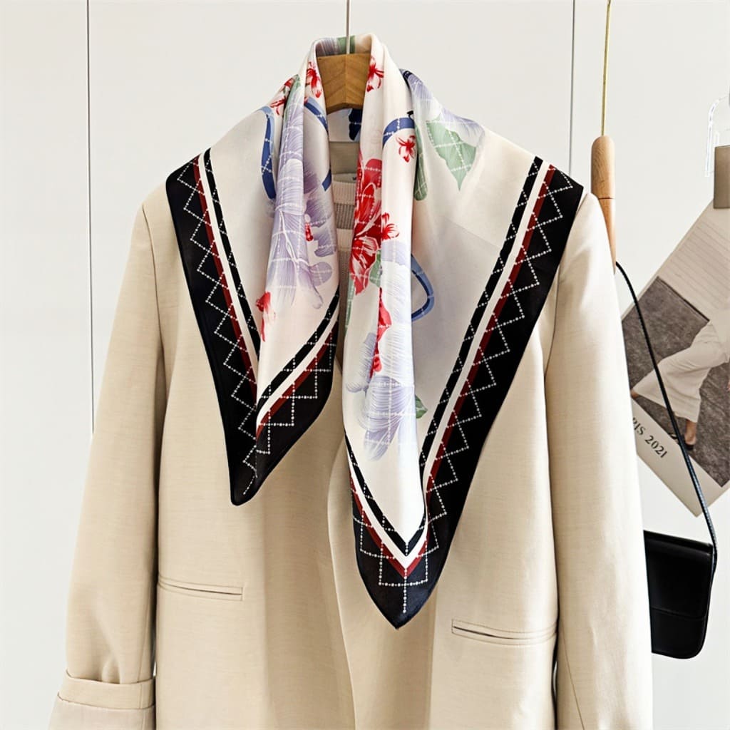 MaraSilk Pure Mulberry Silk Scarf - Square Crepe Satin MS189