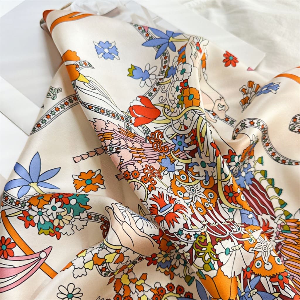 MaraSilk Pure Mulberry Silk Scarf Square Crepe Satin MS19-3