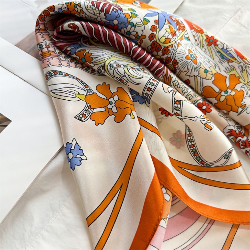 MaraSilk Pure Mulberry Silk Scarf Square Crepe Satin MS19-4