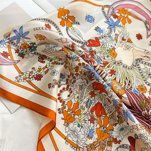 MaraSilk Pure Mulberry Silk Scarf Square Crepe Satin MS19-5