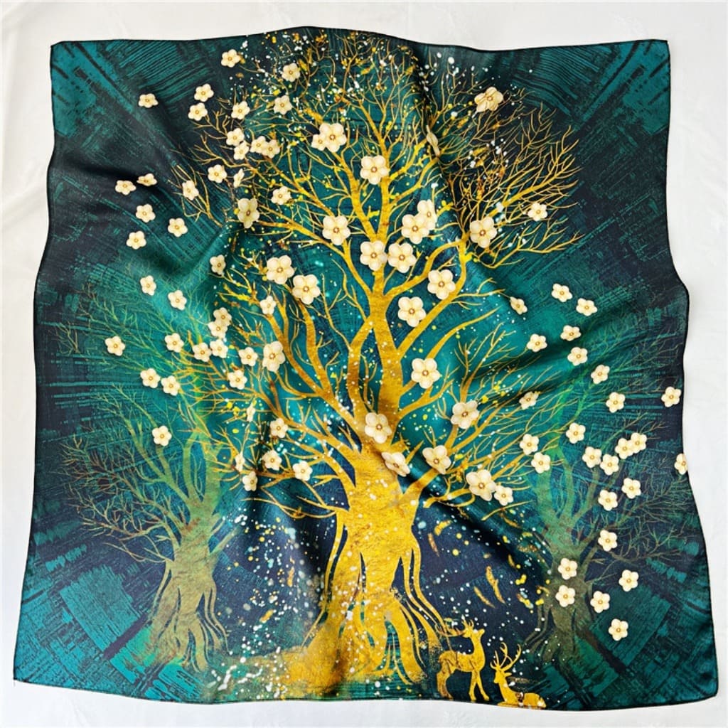 MaraSilk Pure Mulberry Silk Scarf - Square Crepe Satin MS198