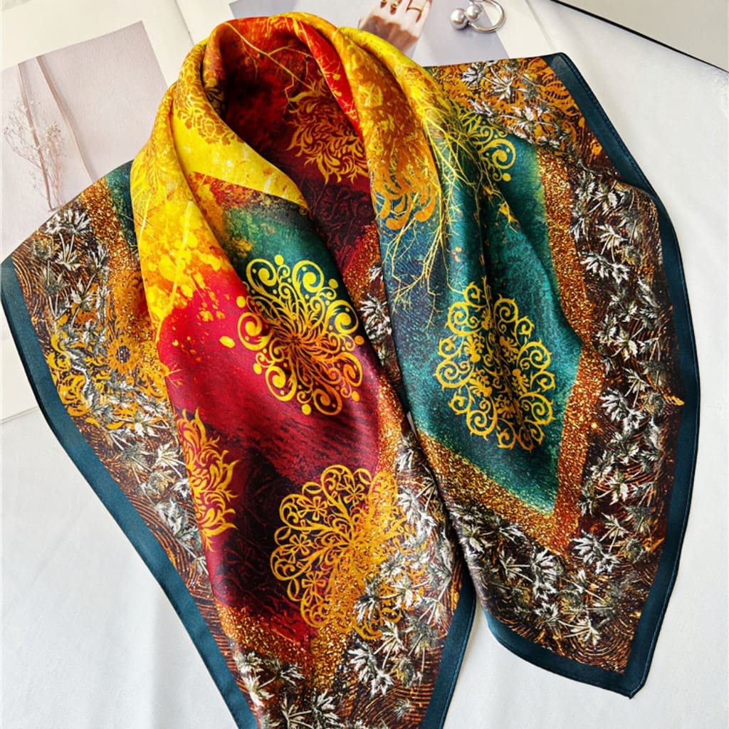 MaraSilk Pure Mulberry Silk Scarf - Square Crepe Satin MS214