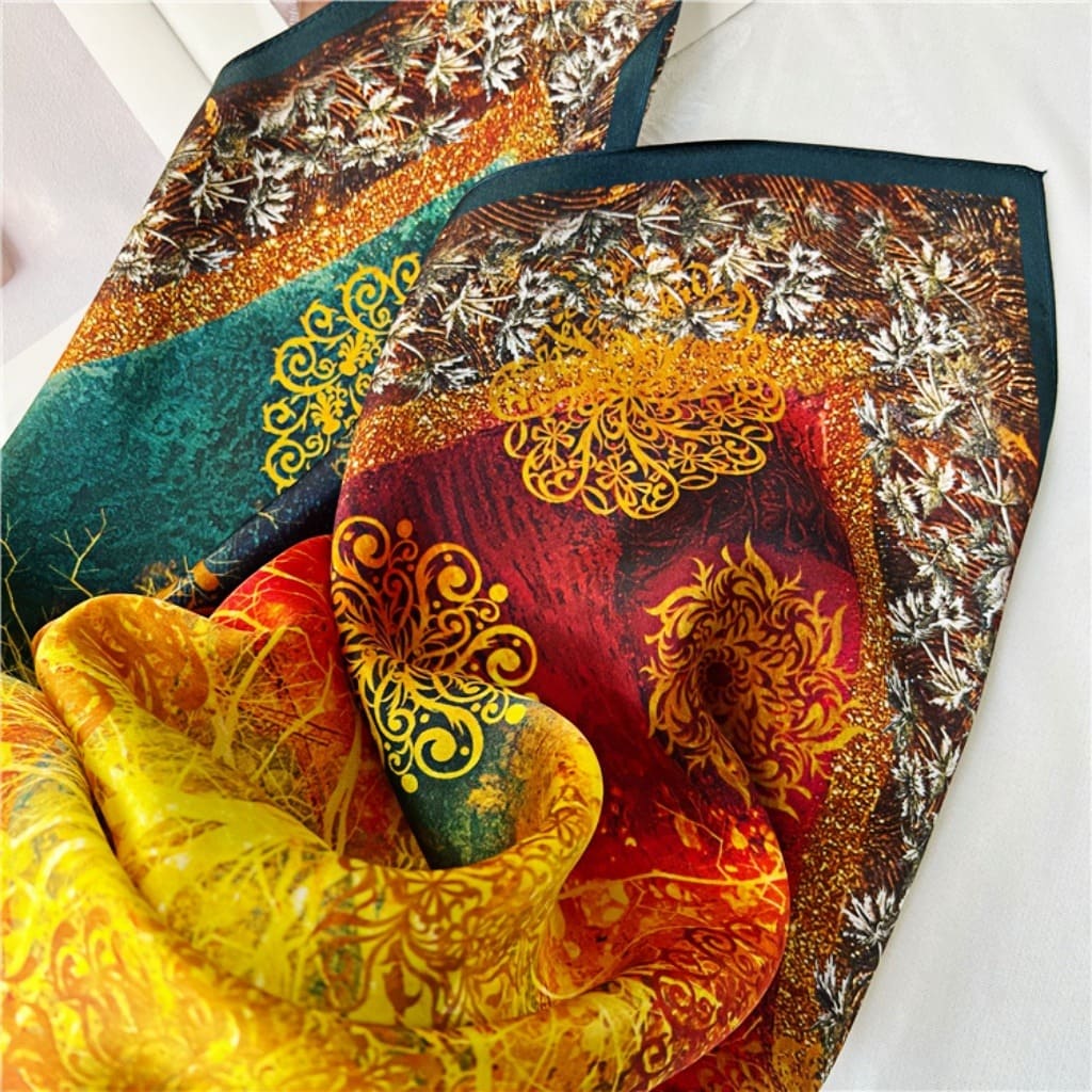 MaraSilk Pure Mulberry Silk Scarf - Square Crepe Satin MS214