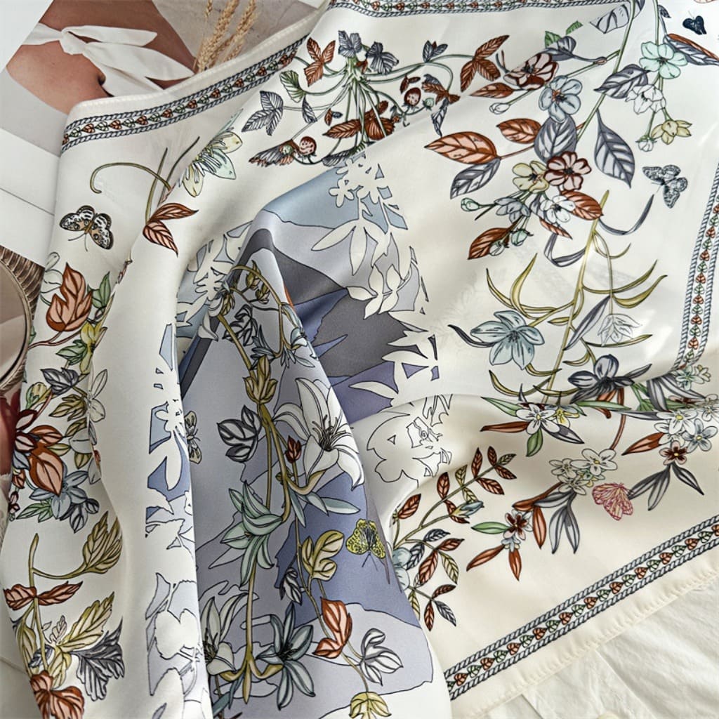 MaraSilk Pure Mulberry Silk Scarf - Square Crepe Satin MS219