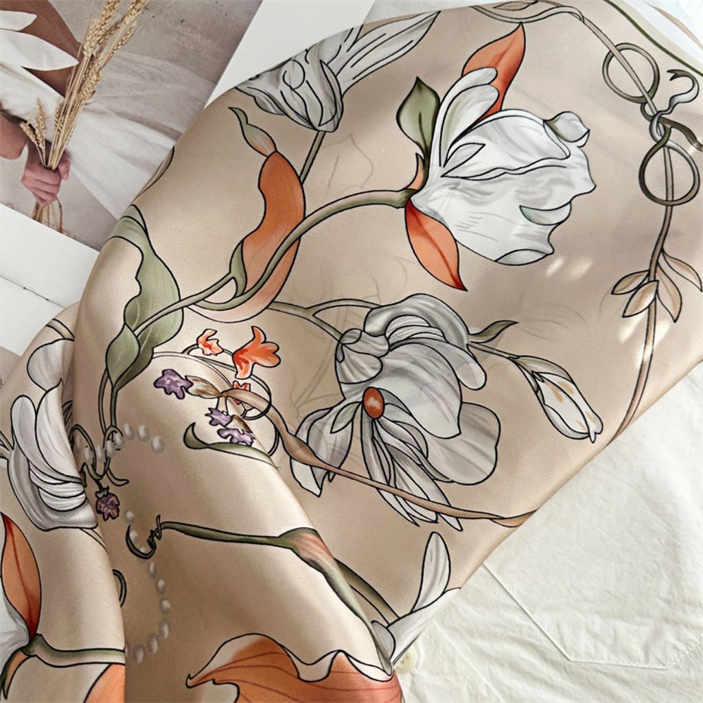 MaraSilk Pure Mulberry Silk Scarf - Square Crepe Satin MS219