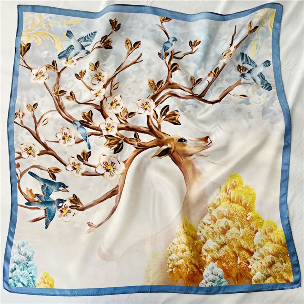 MaraSilk Pure Mulberry Silk Scarf Square Crepe Satin MS22-9