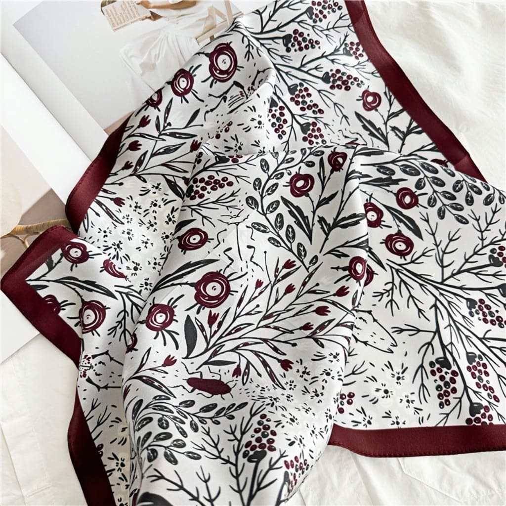 MaraSilk Pure Mulberry Silk Scarf Square Crepe Satin MS24-18