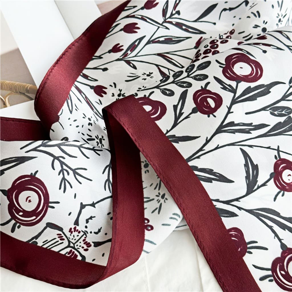 MaraSilk Pure Mulberry Silk Scarf Square Crepe Satin MS24-19