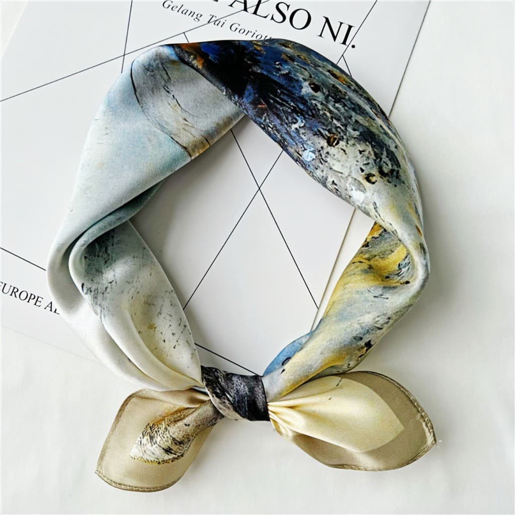 MaraSilk Pure Mulberry Silk Scarf Square Crepe Satin MS34-1