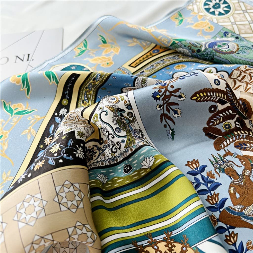 MaraSilk Pure Mulberry Silk Scarf Square Crepe Satin MS34-11