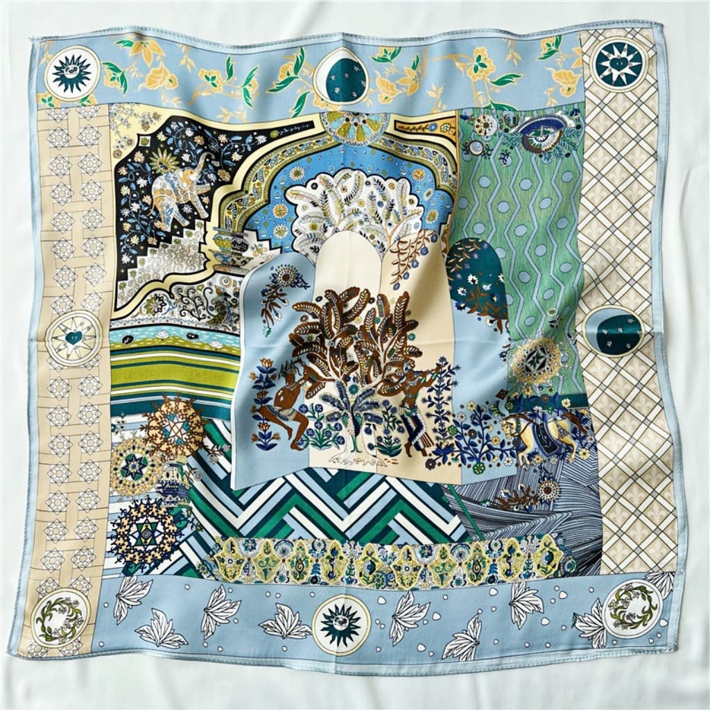 MaraSilk Pure Mulberry Silk Scarf Square Crepe Satin MS34-12