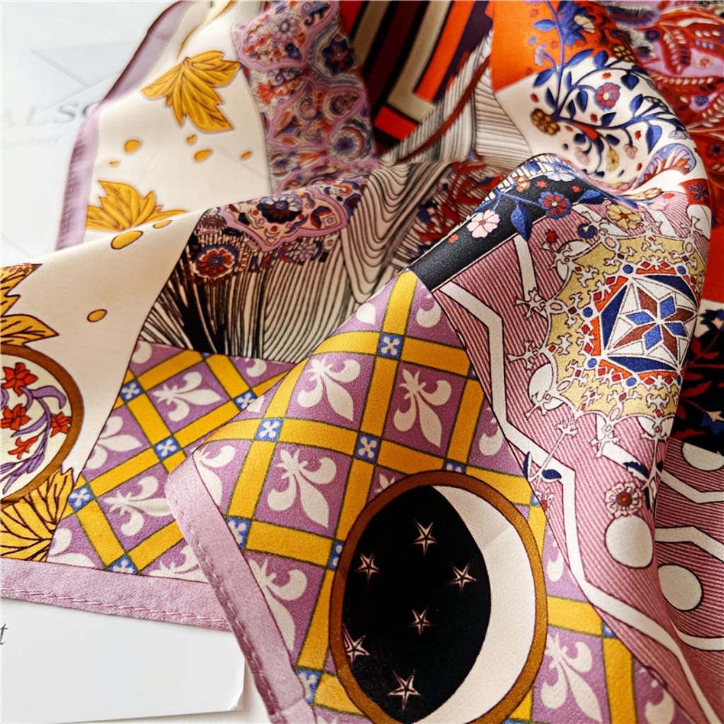 MaraSilk Pure Mulberry Silk Scarf Square Crepe Satin MS34-19