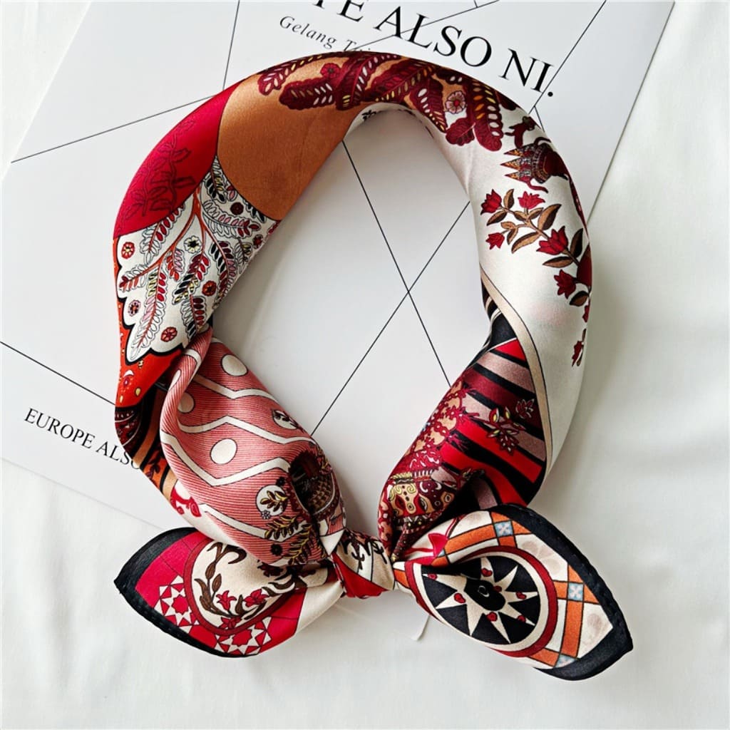 MaraSilk Pure Mulberry Silk Scarf Square Crepe Satin MS34-21