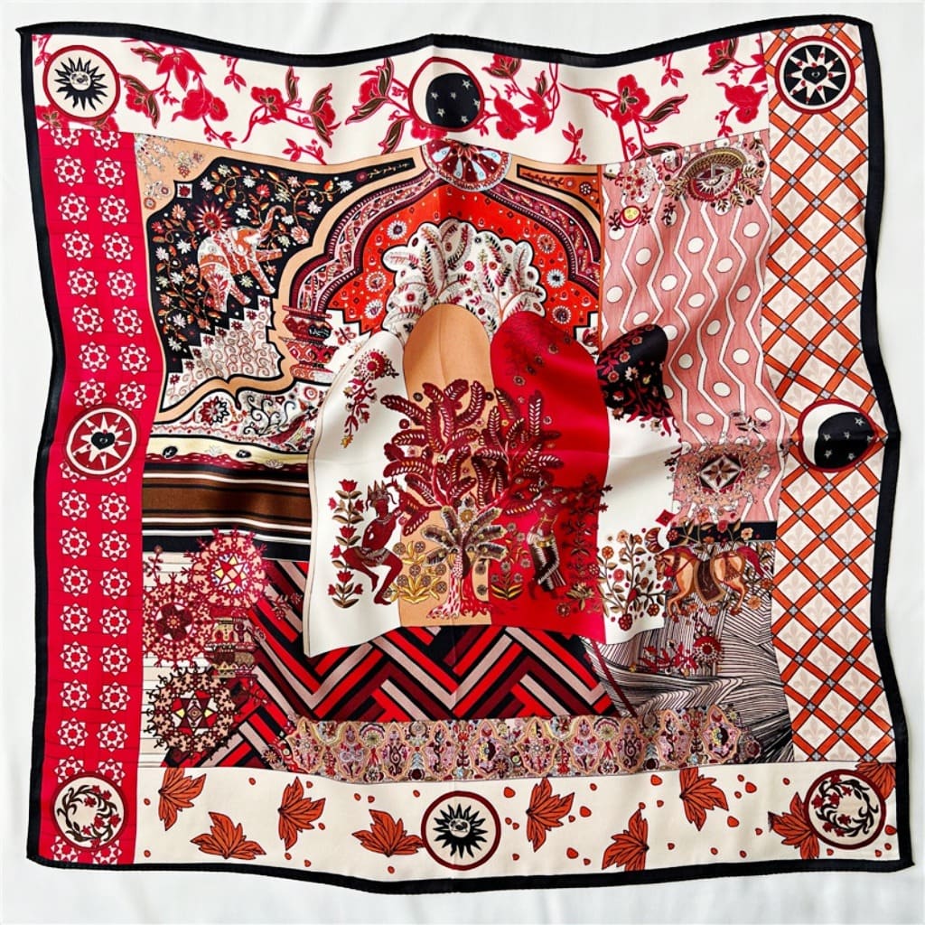 MaraSilk Pure Mulberry Silk Scarf Square Crepe Satin MS34-24