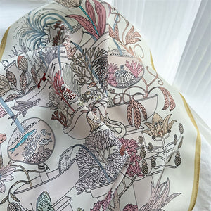 MaraSilk Pure Mulberry Silk Scarf - Square Crepe Satin MS397