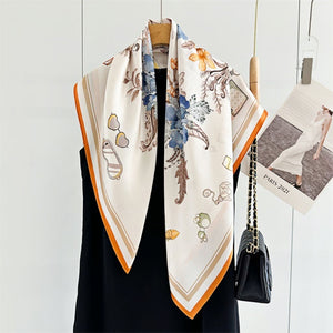 MaraSilk Pure Mulberry Silk Scarf - Square Crepe Satin MS398