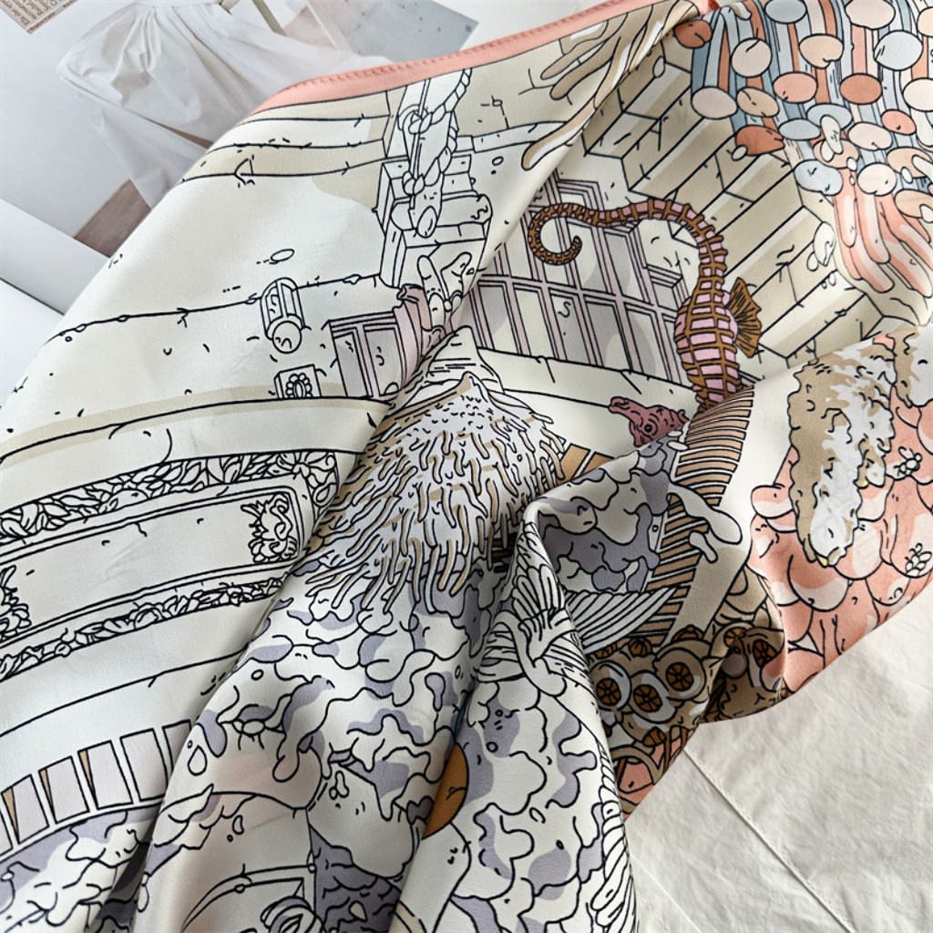 MaraSilk Pure Mulberry Silk Scarf - Square Crepe Satin MS399